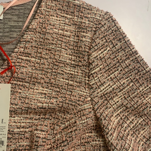 ELLE Petite Pink Tweed Knit Fit & Flare Dress - PL -NWT - Picture 4 of 5